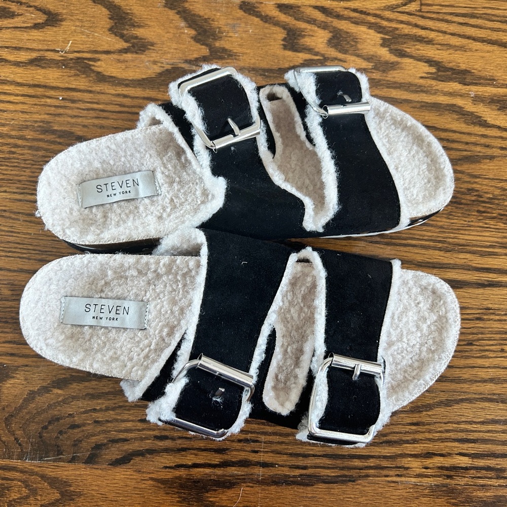 NEW Steven New York Sandals Bug Buckle Double Strap Womens Size 8.5 Platform 90s - Picture 3 of 9
